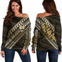 Guam Off Shoulder Sweatshirt Tribal Tattoo Style