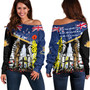 New Zealand Off Shoulder Sweatshirt Custom Australian and New Zealand Army Corps Anzac Day