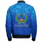 Pohnpei State Bomber Jacket Flag Color With Traditional Patterns