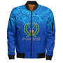 Pohnpei State Bomber Jacket Flag Color With Traditional Patterns
