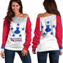 Austral Islands Off Shoulder Sweatshirt Flag Color With Traditional Patterns