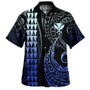 Hawaii Combo Dress And Shirt Kanaka Coat Of Arms Kakau Style Gradient Blue