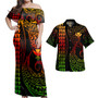 Hawaii Combo Dress And Shirt Kanaka Coat Of Arms Kakau Style Reggae