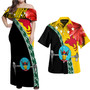PNG Hibiscus Tribal Pattern Combo Dress And Shirt  Hela Province