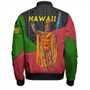 Hawaii Bomber Jacket Hawaii King With Map And Flag Tribal Patterns