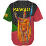 Hawaii Baseball Shirt Hawaii King With Map And Flag Tribal Patterns