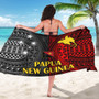 Papua New Guinea Seal With Flag Polynesian Pattern Sarong