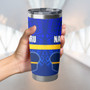 Nauru Flag Color With Traditional Patterns Tumbler
