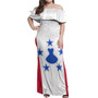 Austral Islands Flag Color With Traditional Patterns Women Off Shoulder Long Dress