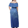 Chuuk State Flag Color With Traditional Patterns Women Off Shoulder Long Dress