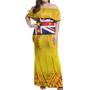 Niue Flag Color With Traditional Patterns Women Off Shoulder Long Dress