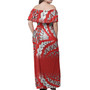 Tonga Flag Color With Traditional Patterns Women Off Shoulder Long Dress