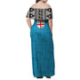 Fiji Women Off Shoulder Long Dress Fijian Tapa Pattern