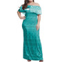 Hawaii Woman Off Shoulder Long Dress King Kekaulike With Crest Style Ver.2