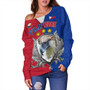 Philippines Filipinos Off Shoulder Sweatshirt The Philippine Eagle With Traditional Patterns