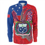 Samoa Long Sleeve Shirt Samoa Flag With Seal Teuilia Flowers Tradition Patterns