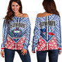 Samoa Off Shoulder Sweatshirt Map And Seal Samoan Patterns