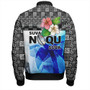 Fiji Bomber Jacket Suva Noqu Suva Hibiscus Flowers Fijian Patterns