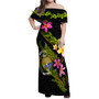 Nauru Women Off Shoulder Long Dress - Plumeria Tribal