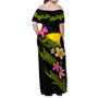 Tokelau Women Off Shoulder Long Dress - Plumeria Tribal