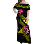 Tokelau Women Off Shoulder Long Dress - Plumeria Tribal