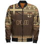 Fiji Bomber Jacket Flag Color With Traditional Patterns Ver 2