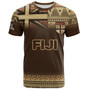 Fiji T-Shirt Flag Color With Traditional Patterns Ver 2