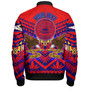 American Samoa Bomber Jacket Custom American Samoa Seal And Eagle Polynesian Tattoo Red