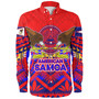 American Samoa Long Sleeve Shirt Custom American Samoa Seal And Eagle Polynesian Tattoo Red