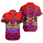 American Samoa Short Sleeve Shirt Custom American Samoa Seal And Eagle Polynesian Tattoo Red
