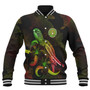 Northern Mariana Islands Baseball Jacket Sea Turtle With Blooming Hibiscus Flowers Reggae