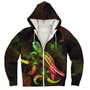 Niue Sherpa Hoodie Sea Turtle With Blooming Hibiscus Flowers Reggae