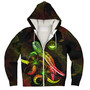 Federated States Of Micronesia Sherpa Hoodie Sea Turtle With Blooming Hibiscus Flowers Reggae