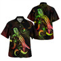 Yap State Combo Dress And Shirt - Sea Turtle With Blooming Hibiscus Flowers Reggae