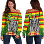 Hawaii Off Shoulder Sweatshirt Hawaii King With Flag Color With Traditional Patterns