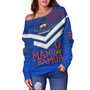 Samoa Off Shoulder Sweatshirt Samoa Tradition Patterns With Rugby Ball