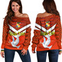 Tonga Off Shoulder Sweatshirt Tonga Tradition Patterns With Rugby Ball