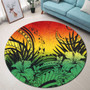 Hawaii Round Rug Map Polynesian Tattoo Tropical Summer