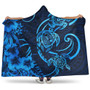 Hawaii Hooded Blanket Hibiscus Flower And Map On The Back Turtle