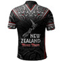New Zealand Polo Shirt Maori Patterns With Map Silver Fern