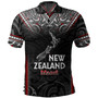 New Zealand Polo Shirt Maori Patterns With Map Silver Fern