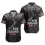 New Zealand Short Sleeve Shirt Maori Patterns With Map Silver Fern