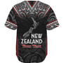 New Zealand Baseball Shirt Maori Patterns With Map Silver Fern