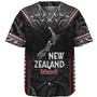 New Zealand Baseball Shirt Maori Patterns With Map Silver Fern