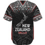 New Zealand Baseball Shirt Maori Patterns With Map Silver Fern