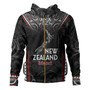 New Zealand Hoodie Maori Patterns With Map Silver Fern