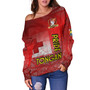 Tonga Custom Personalised Off Shoulder Sweatshirt Tongan Flag Rugby Pride Style