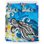 Hawaii Bedding Set Turtle With Plumeria Flowers