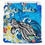 Hawaii Bedding Set Turtle With Plumeria Flowers