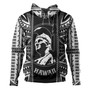 Hawaii Custom Personalised Hoodie King Kamekameha Black and White Polynesian